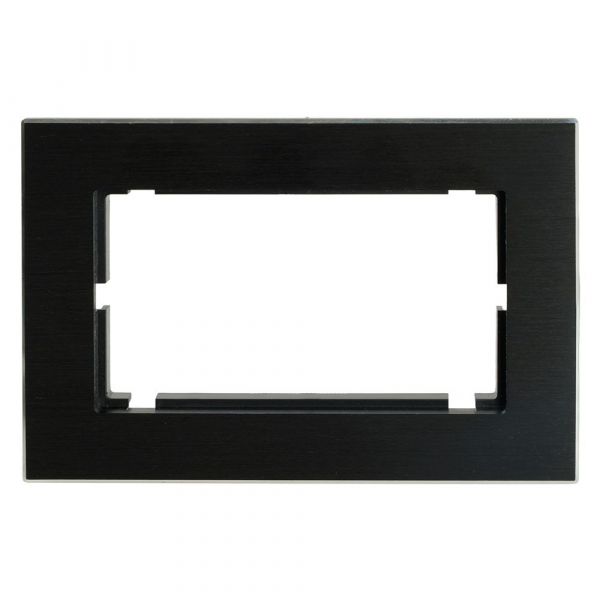 Рамка двухместная без перемычки серия Катрин металл черный STEKKER