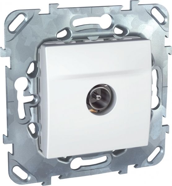 UNICA Розетка телевизионная TV проходная в рамку белая