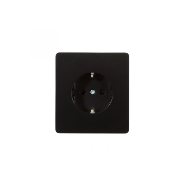 Розетка ROUND одинарная с/з скрытой установки, со шторками 16А механизм оникс