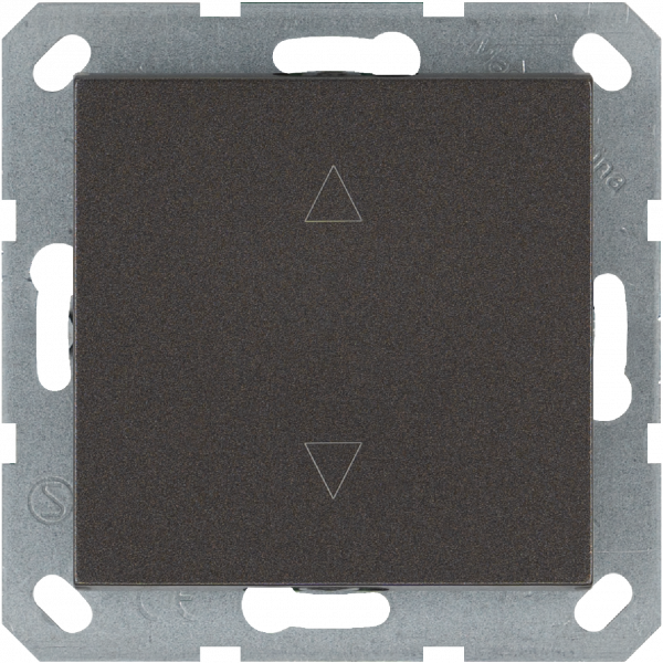 Выключатель одноклавишный для штор 10A 250V~ с накладкой, цвет Мокко