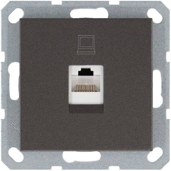 Интернет-розетка RJ45 с накладкой, цвет Мокко