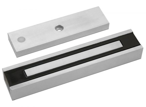 Замок электромагнитный ALM-350FB-12/24V, усилие удержания якоря 350 кгс, серый