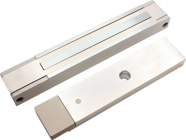 Замок электромагнитный ALM-300P-24V, усилие удержания якоря 250 – 300 кгс, с датчиком состояния двери, серый