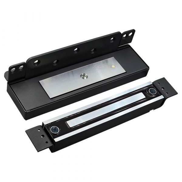 Замок влагозащищённый врезной электромагнитный    ALM-350FTL-12/24V (черный) с ручкой IP67