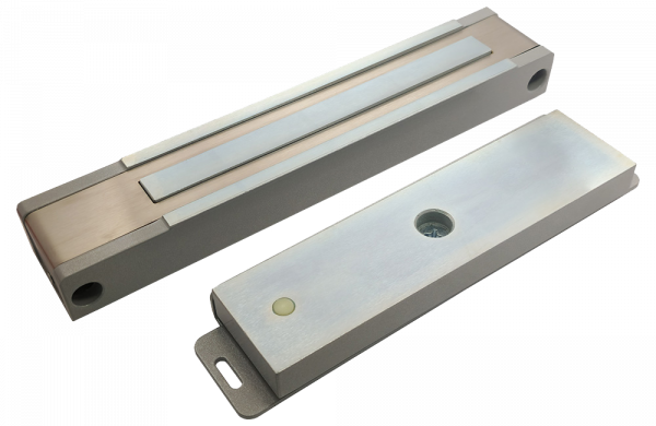 Замок электромагнитный ALM-400FP-12V, усилие удержания якоря 380-400 кгс, серый