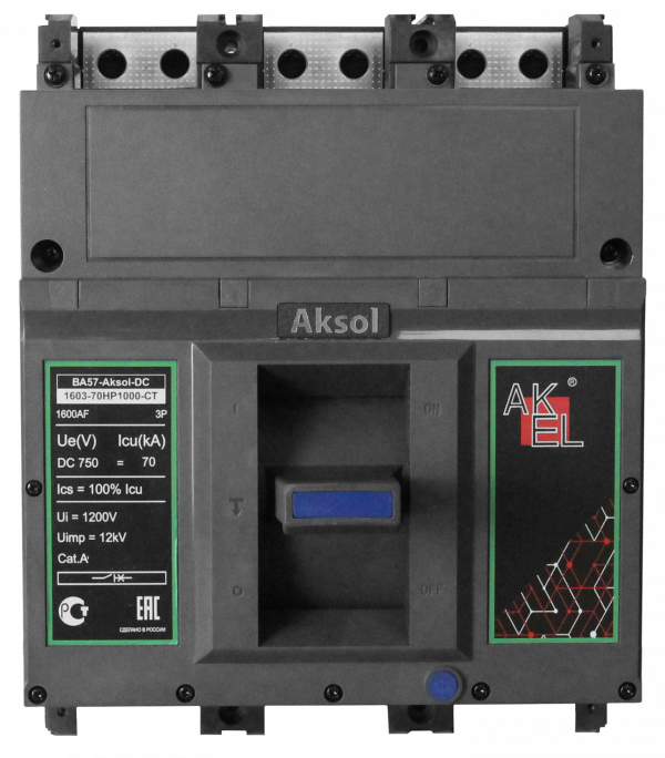 Выключатель автоматический в литом корпусе ВА57-DC-AKSOL-1603-70НР1000-CT 3P/1000А/НР/50кА