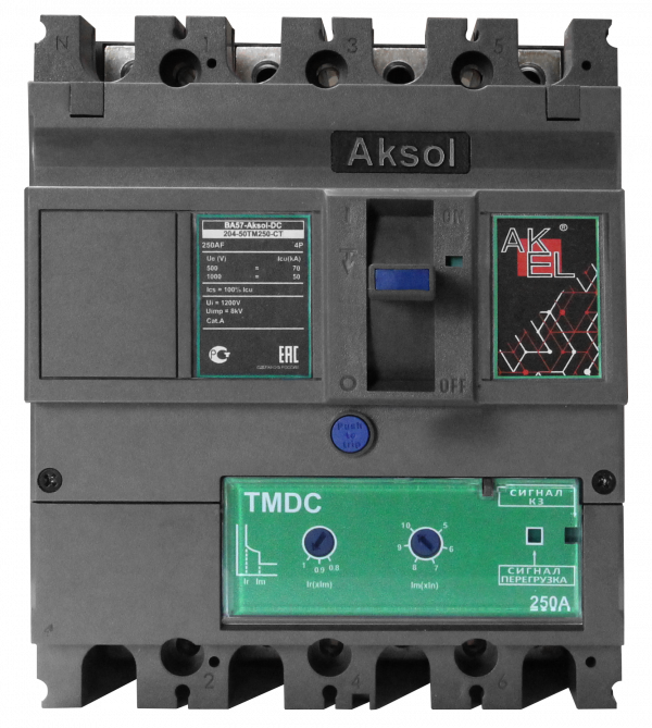 Выключатель автоматический в литом корпусе ВА57-DC-AKSOL-204-50ТМ250-CT 4P/250А/ТМ/50кА