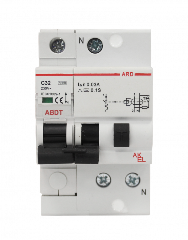Выключатель дифференциальный автоматический АВДТ-ARD-1P+N-C32-30mA-ТипA 1P+N/32A/C/A/30mA/6kA