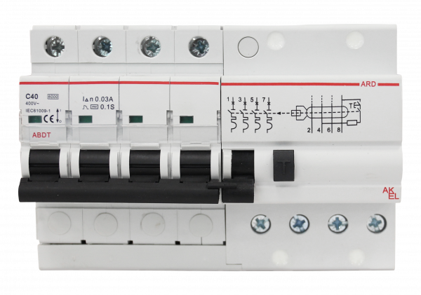 Выключатель дифференциальный автоматический АВДТ-ARD-4P-C40-30mA-ТипAC 4P/40A/C/AC/30mA/6kA