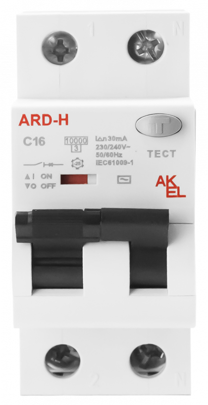 Выключатель дифференциальный автоматический АВДТ-ARD-H-1P+N-B6-30mA-ТипА 1P+N/6A/B/A/30mA/10kA