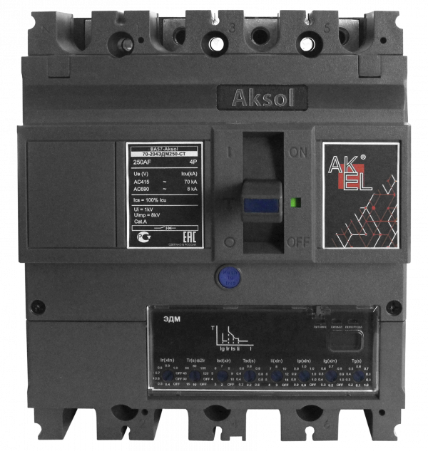 Выключатель автоматический в литом корпусе ВА57-AKSOL-70-204ЭДМ100-СТ 4P/100A/ЭДМ/70кА