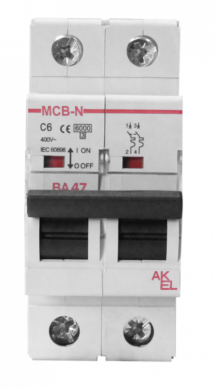 Выключатель автоматический ВА47-MCB-N-2P-C4-AC 2P/4A/C/6кА