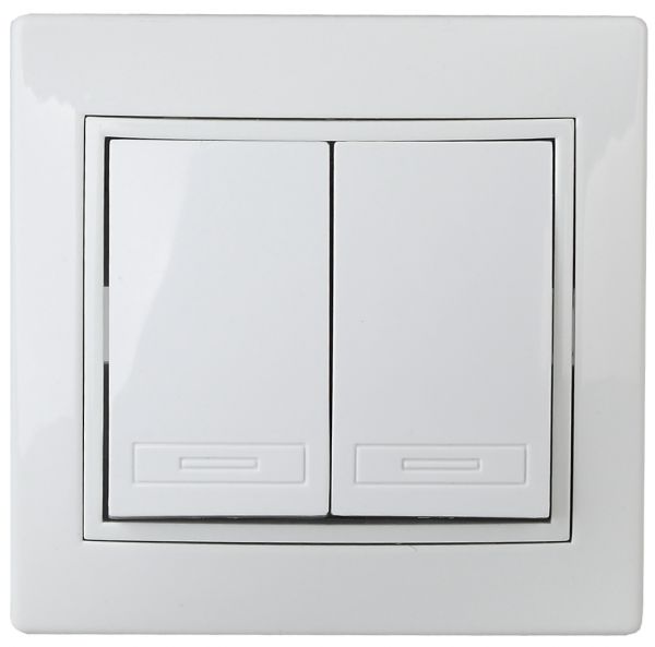 Выключатель двухклавишный, в рамку (скрытого монтажа) белый 10А 250В Intro Plano 1-104-01