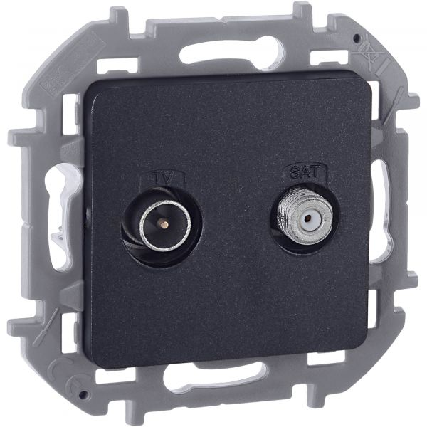 Розетка двойная TV+SAT тип звезда двухкабельная антрацит INSPIRIA