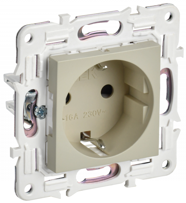 SKANDY Розетка с заземлением без защитных шторок 16А SK-R05B бежевый IEK