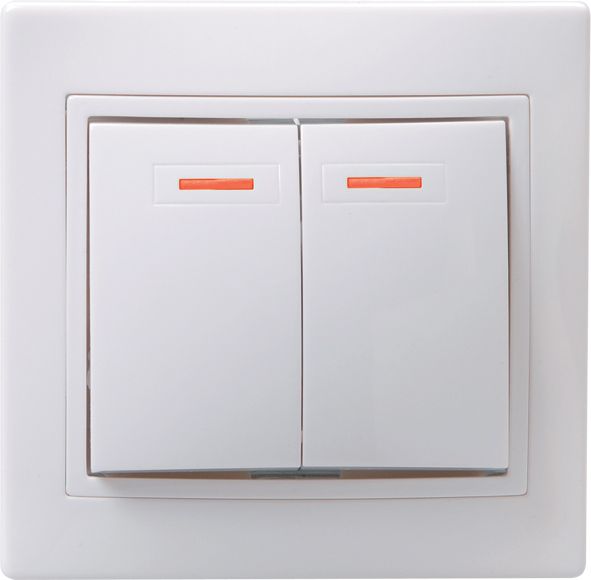 KVARTA Выключатель 2-клавишный с индикацией 10А ВС10-2-1-КБ белый GENERICA