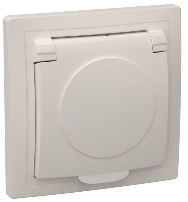 KVARTA Розетка 1-местная с заземлением крыш. 16А РСб10-3-ККм кремовый GENERICA