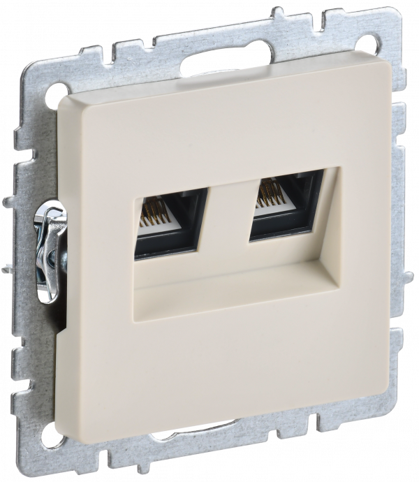 BRITE Розетка компьютерная двойная RJ45 кат.5E РК10-2-БрКр бежевый