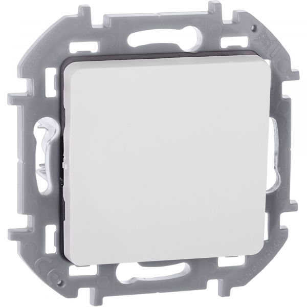 Выключатель 1-клавишный проходной 10АХ безвинтовое крепление белый INSPIRIA