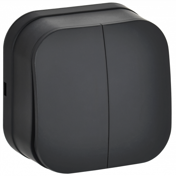 GLORY Выключатель 2-клавишный для открытой установки 10А ВС20-2-0-ХЧм черный матовый IEK