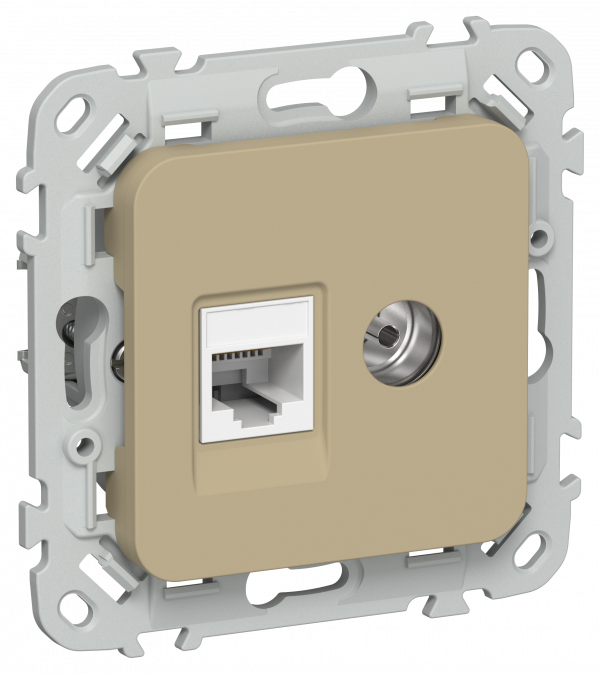 FLITE Розетка 2-местная RJ45/TV категория 5Е UTP РКТВ5е-2-0-ФлХ хаки IEK