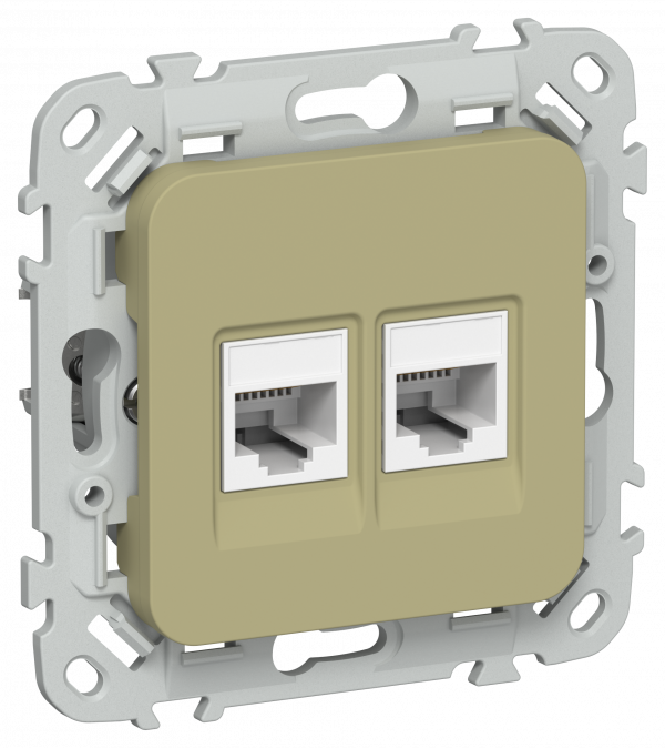 FLITE Розетка 2-местная компьютерная RJ45 категория 5Е UTP РК5е-2-0-ФлО оливковый IEK