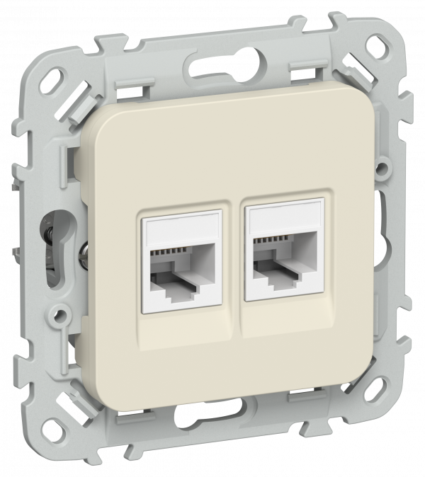 FLITE Розетка 2-местная компьютерная RJ45 категория 5Е UTP РК5е-2-0-ФлСл сливочный IEK