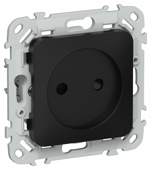 FLITE Розетка без заземления с защитными шторками безвинтовое крепление 10А РСш01-1-ФлЧ черный IEK