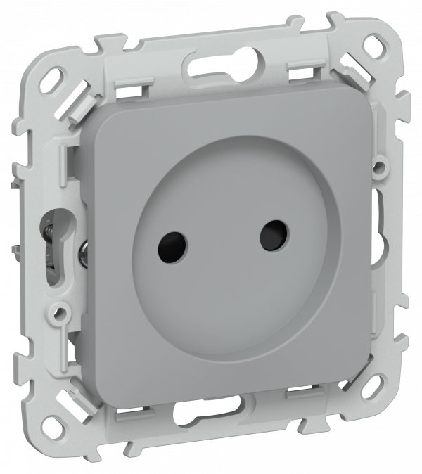FLITE Розетка без заземления с защитными шторками безвинтовое крепление 10А РСш01-1-ФлС серый IEK