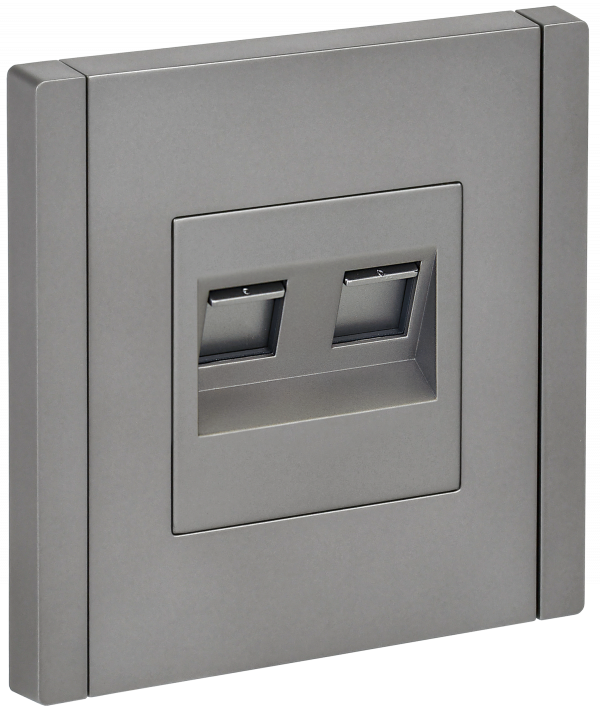 FORTE&PIANO Розетка компьютерная двойная RJ45 кат.5E FP533 сталь IEK