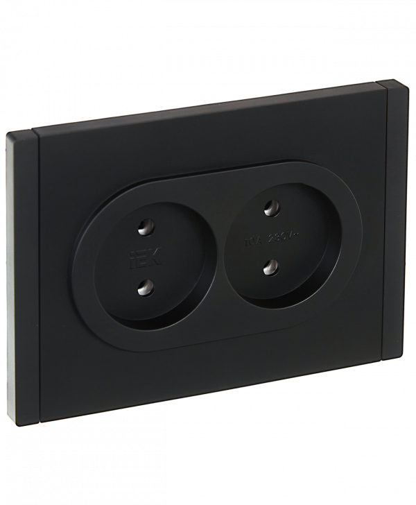 FORTE&PIANO Розетка 2-местная без заземления без защитных шторок безвинтовое крепление 10А FP126 черный IEK