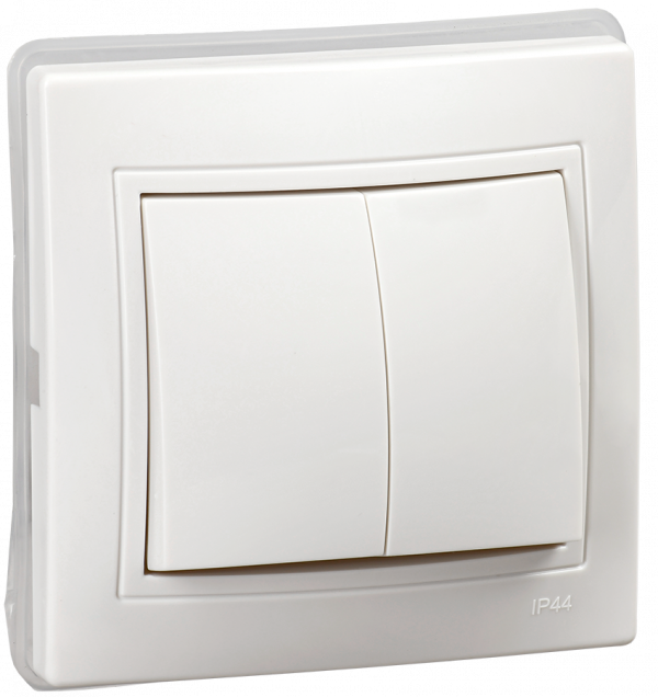 KVARTA Выключатель 2-клавишный 10А IP44 ВС10-2-0-КБ-44 белый GENERICA