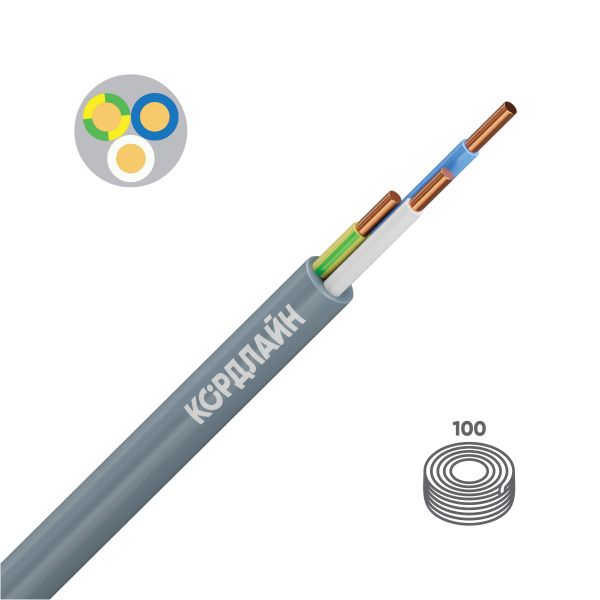 Кабель силовой КОРДЛАЙН ВВГнг(А)-LS 3x1,5ок(N,PE)-0,66 100м ТРТС
