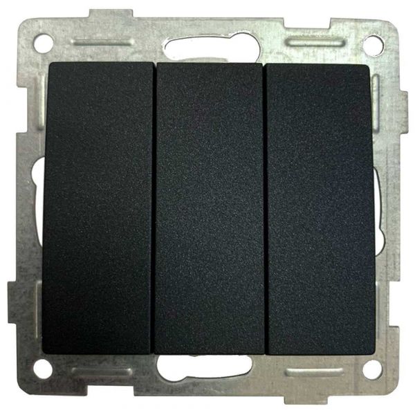 Выключатель Bravo 3кл, механизм, 10А, 250В, графит