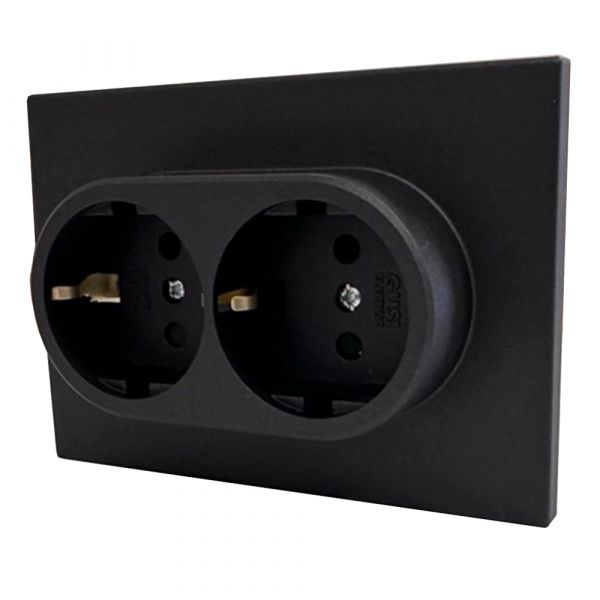 Розетка двухпостовая Ugra с/з с з/ш, механизм, 16А, 250В, графит
