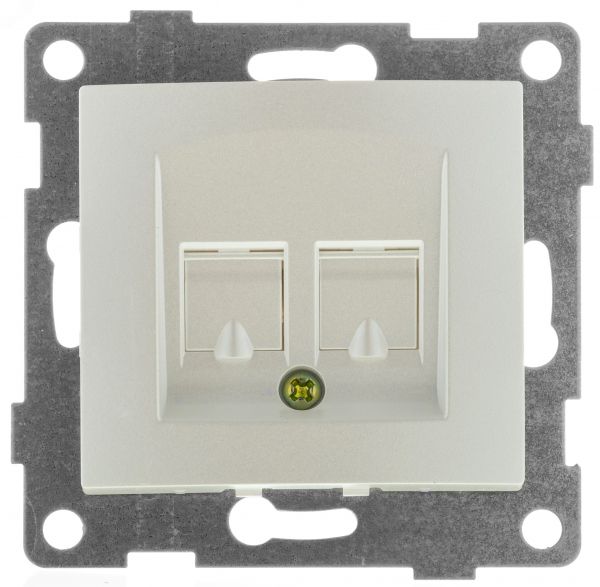 Розетка компьютерная RJ45 Bravo, механизм, одинарный, жемчуг