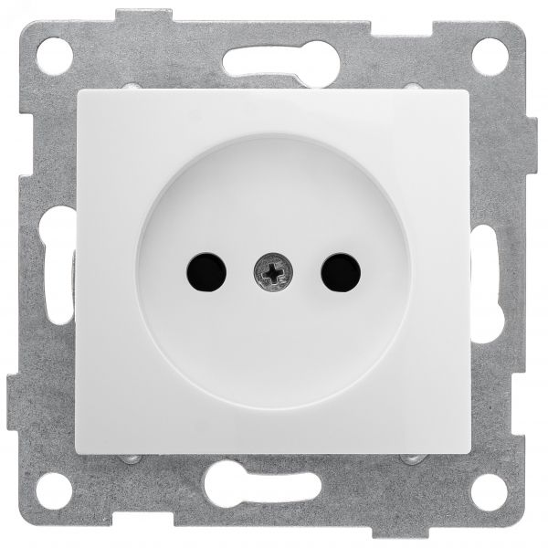 Розетка однопостовая Bravo б/з с з/ш, механизм, 16А, 250В, белый