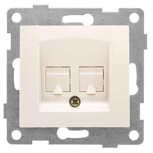 Розетка телефонная RJ12 Bravo, механизм, двойной, бежевый