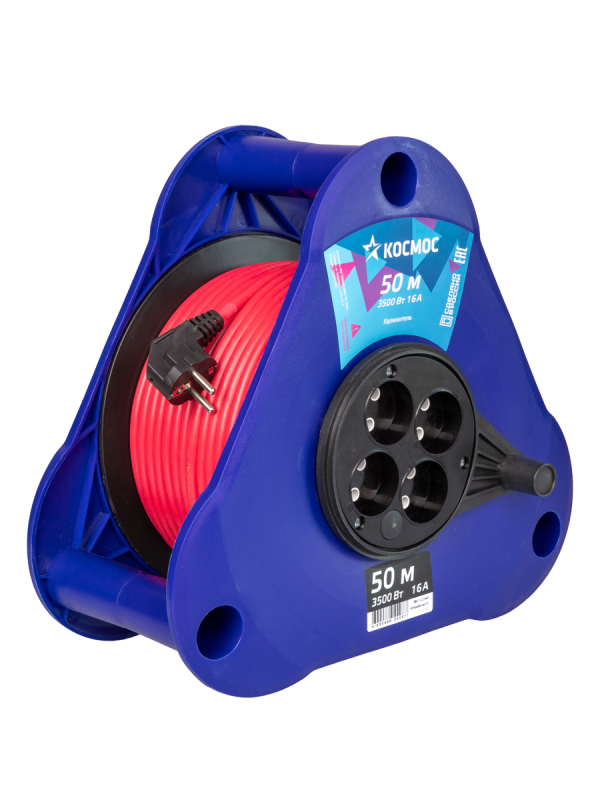 Удлинитель катушка-треуг 16А 3500Вт 4 гн ПВС 2x2,5 50м УКП