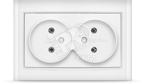 Розетка Бриллиант двойная без заземления белая