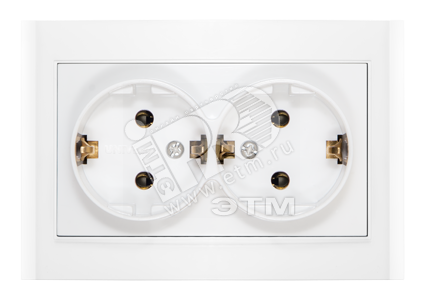 Розетка Бриллиант двойная с заземлением белая