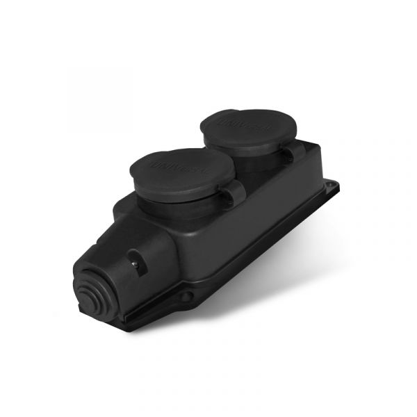 Колодка двухместная однофазная с заглушками каучук