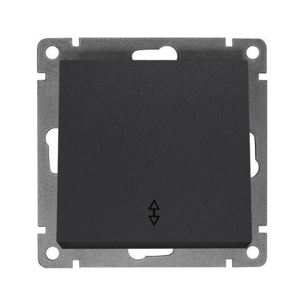 Выключатель одноклавишный проходной UNIVersal серия Афина, с/у, 10А, 220В, графит (еврослот), механизм