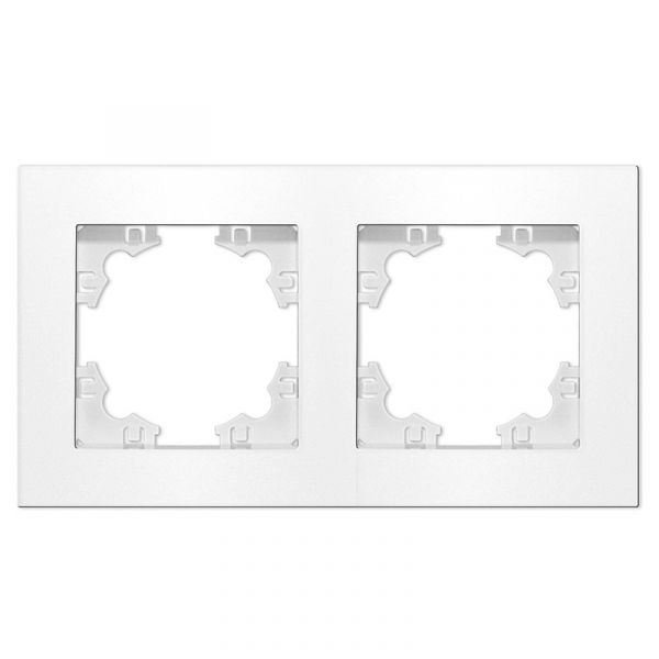 Рамка двухместная горизонтальная Афина белая (еврослот)