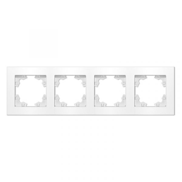 Рамка четырехместная горизонтальная Афина белая (еврослот)