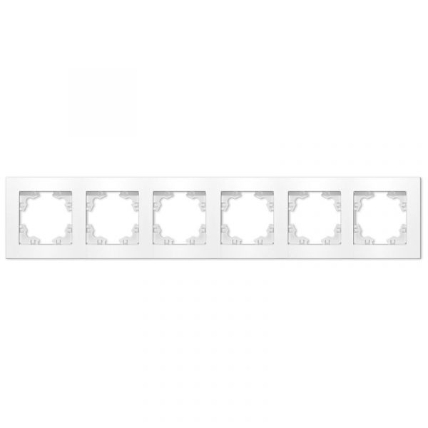 Рамка шестиместная горизонтальная Афина белая (еврослот)