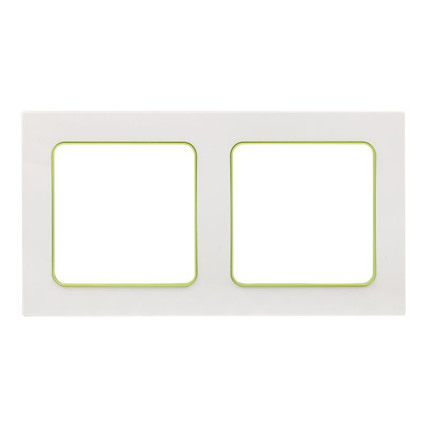 Стокгольм Рамка 2-местная белая с линией цвета зеленый