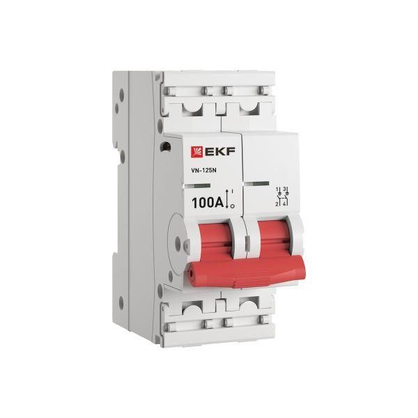 Выключатель нагрузки (ВН) двухполюсный 2P 100А ВН-125N S1252100 PROXIMA EKF