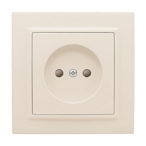 Розетка одноместная СП без заземления 10А с защитными шторками бежевый Минск