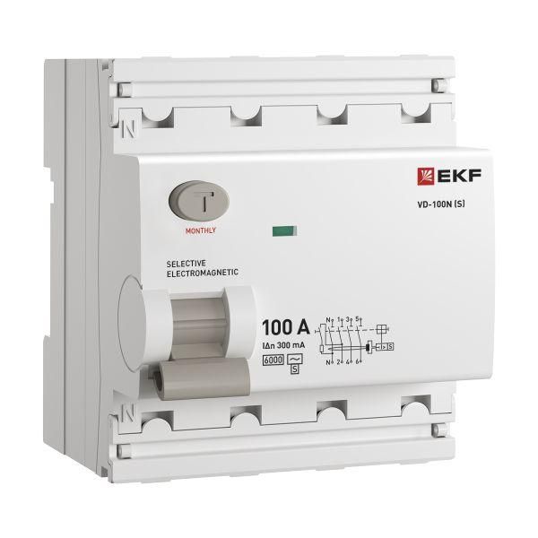 Выключатель дифференциального тока (ВД) четырехполюсный 4P 100А 300mA (AC) эл-мех ВД-100N E1046MS100300 PROXIMA EKF